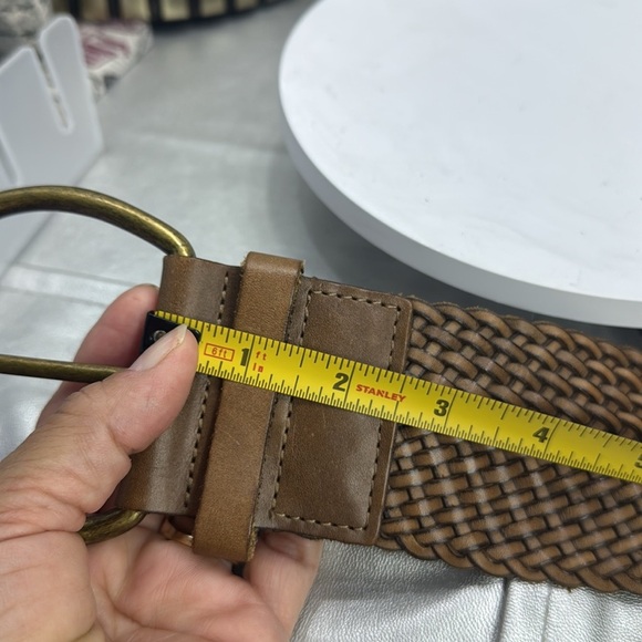 (H) Banana Republic vintage,leather Y2K,Braided Tan Belt with Gold Buckle, Sz S - Picture 7 of 10